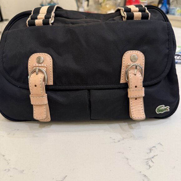Lacoste Designer Bowling Bag – Small Black + Tan Accents - Picture 2 of 13